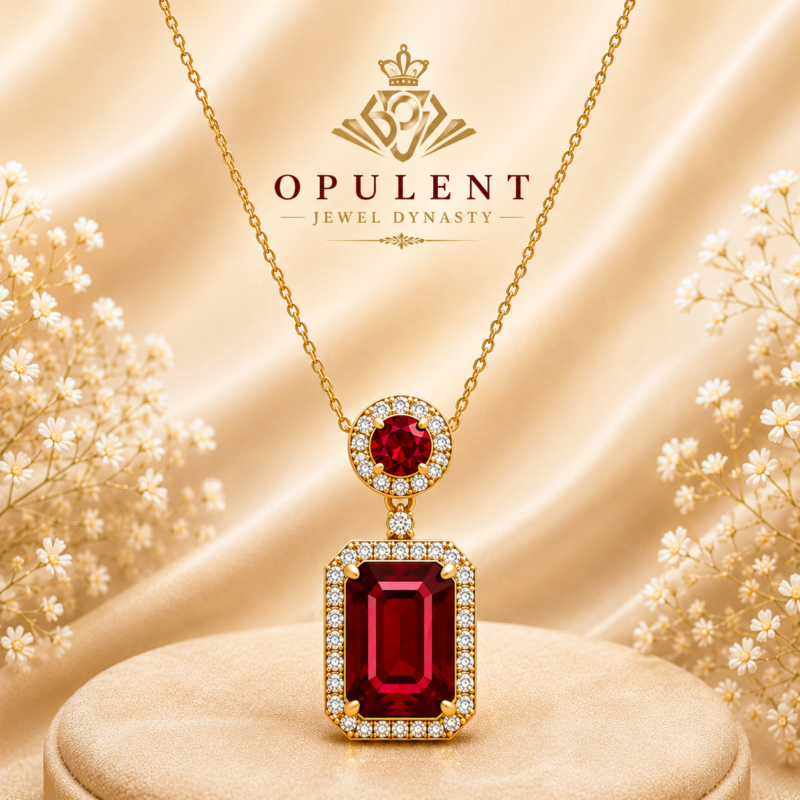 Opulent Ruby Pendant in Satin Glow
