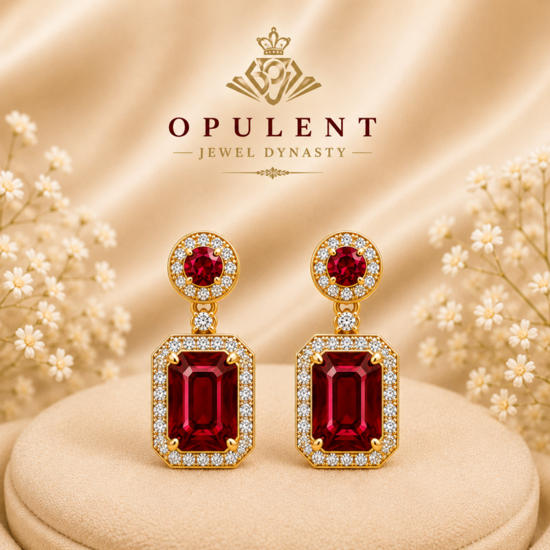 Opulent Ruby and Gold Earrings